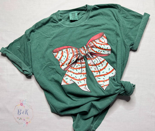 Christmas Tree Cake Bow Tee